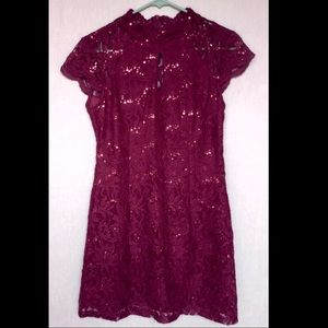 Burgundy,Wine,Midi dress,Large,Celavie,Lace